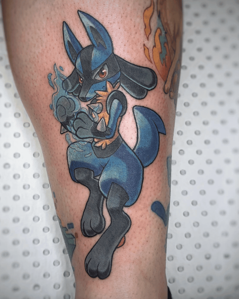 Lucario Punch Sinnoh Pokémon Tattoo