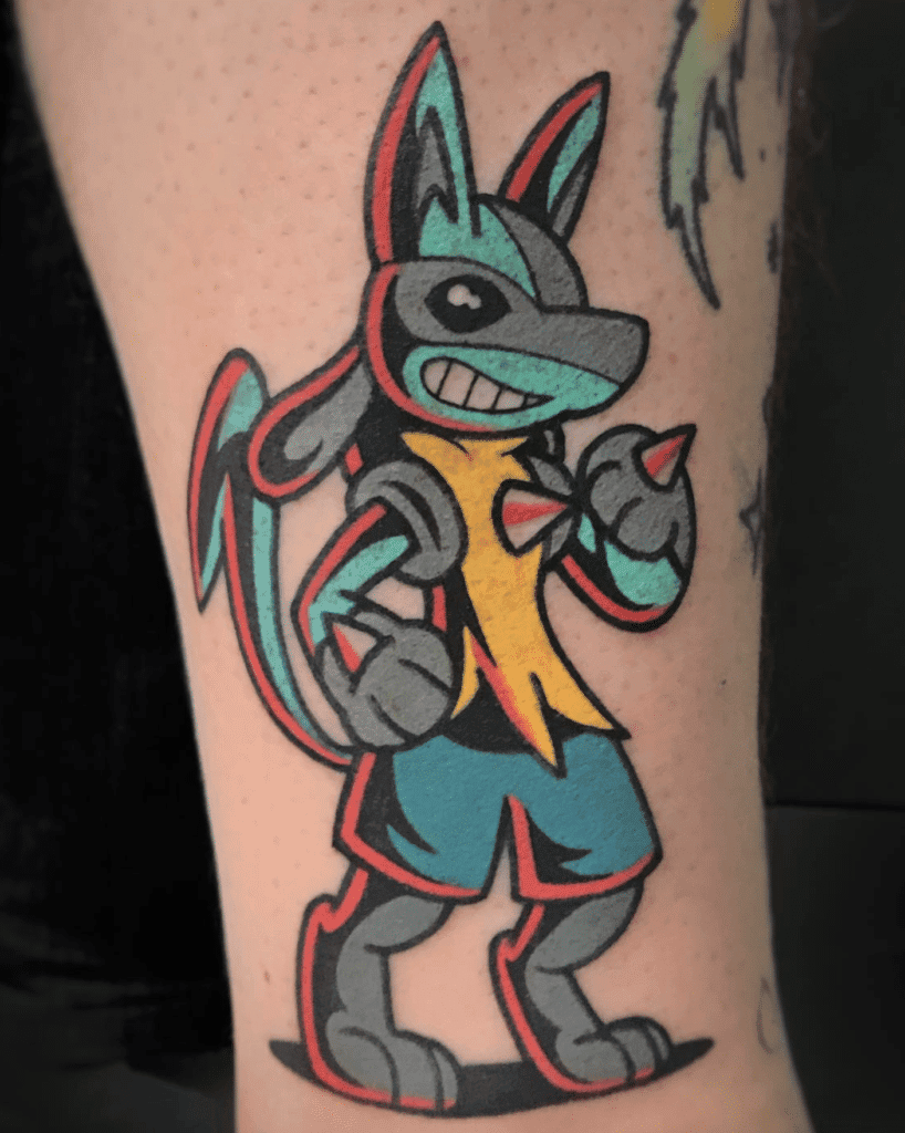 Lucario Toon Sinnoh Pokémon Tattoo