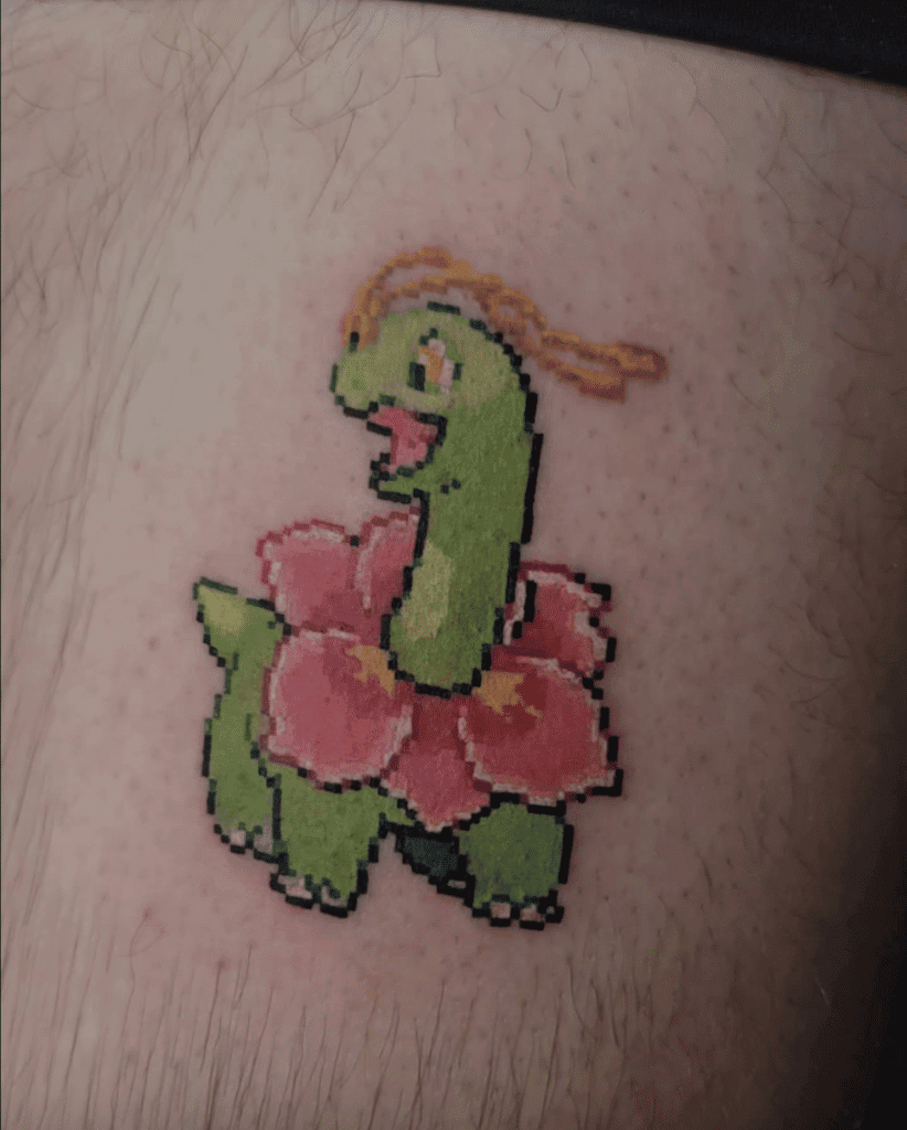 Meganium Pixel Johto Pokémon Tattoo