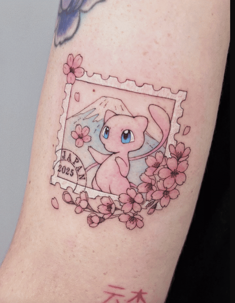 Mew Stamp Johto Pokémon Tattoo