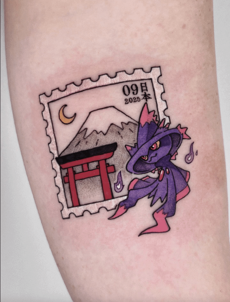 Mismagius Stamp Sinnoh Pokémon Tattoo
