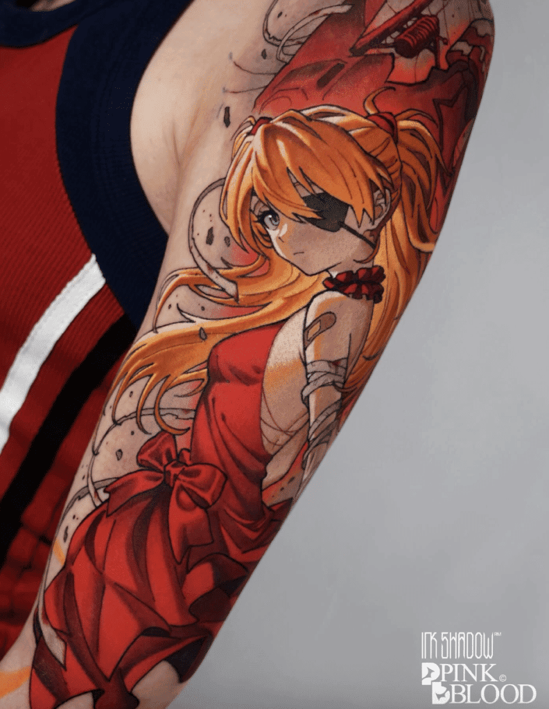 Neon Genesis Evangelion Asuka Anime Tattoo