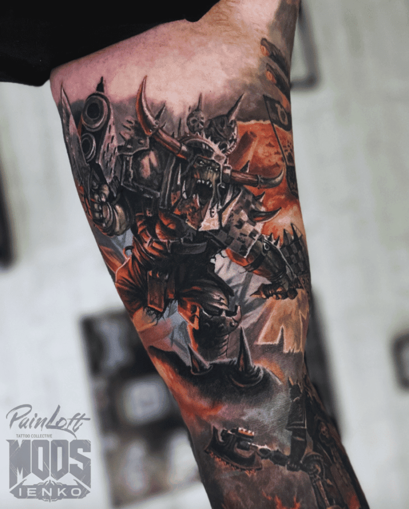 Orks Warhammer Colour Tattoo Warhammer 40k Tattoo