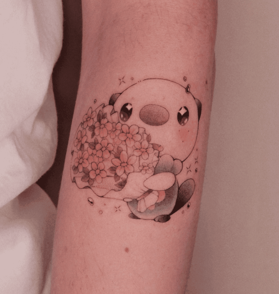 Oshawott Flower Unova Pokémon Tattoo