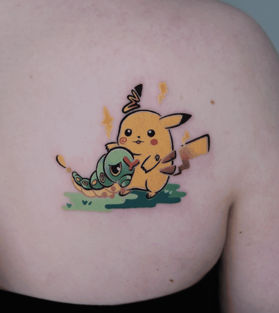 Pikachu Caterpie Johto Pokémon Tattoo