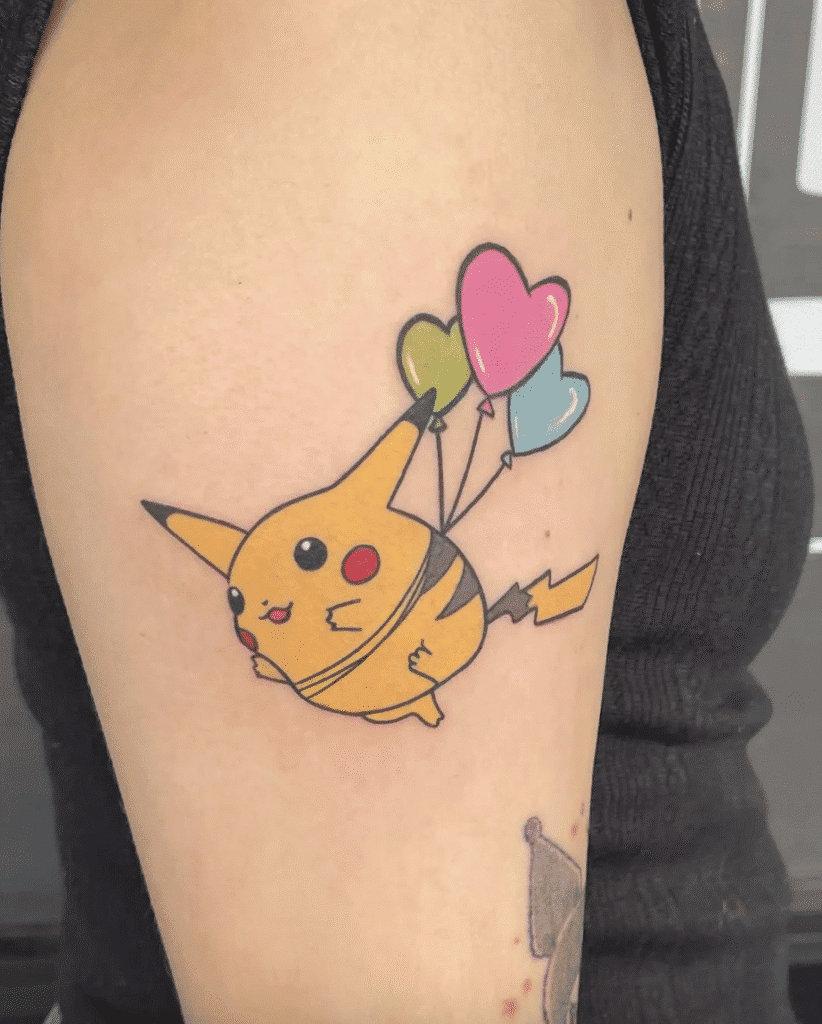 Pikachu Fly Johto Pokémon Tattoo