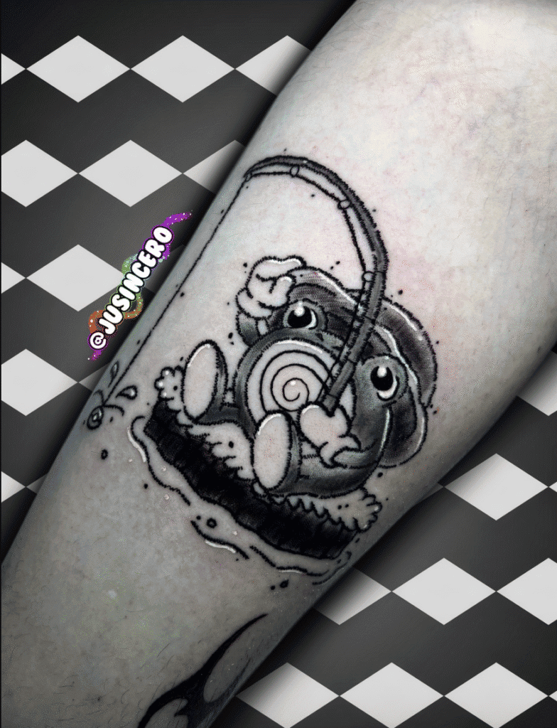 Poilwhirl Fishing Johto Pokémon Tattoo