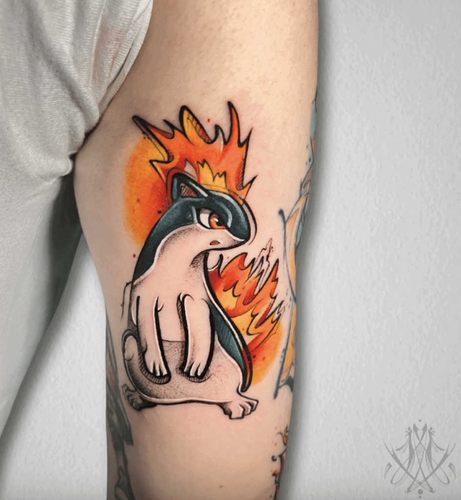 Quilava Flame Johto Pokémon Tattoo