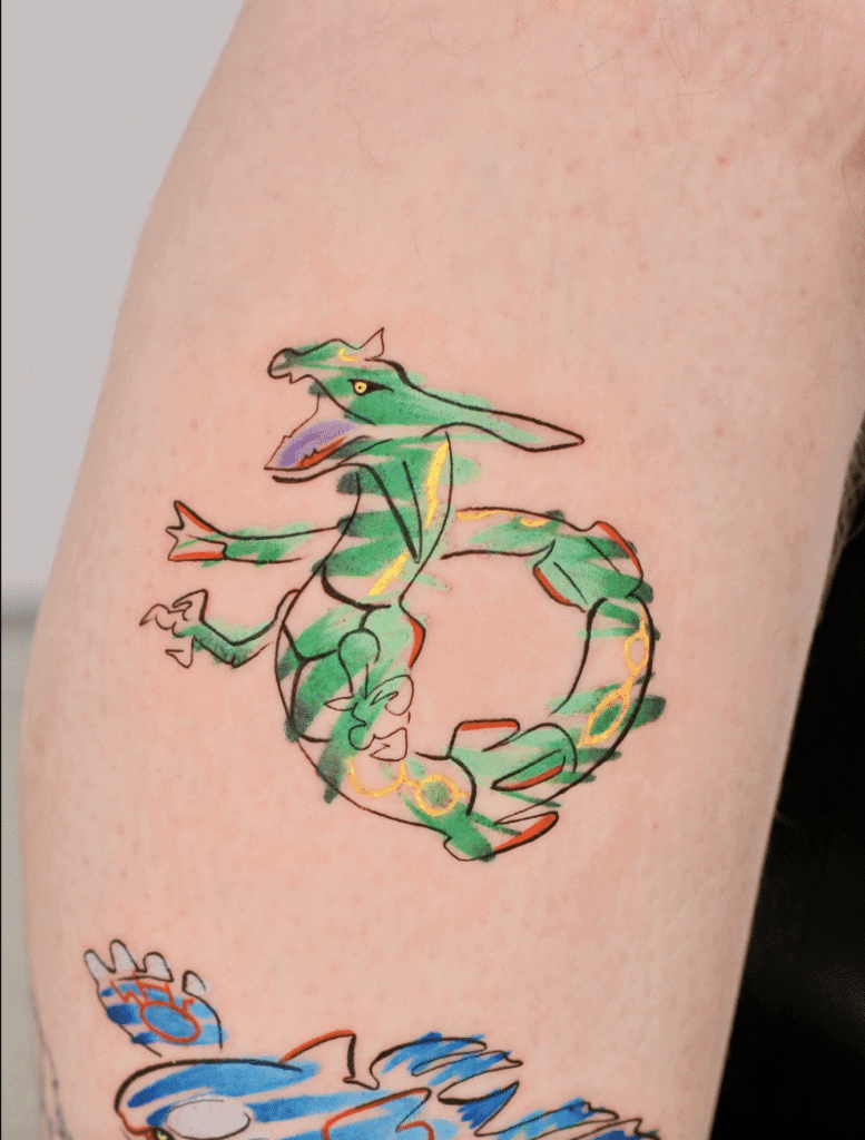 Rayquaza Scribble Hoenn Pokémon Tattoo