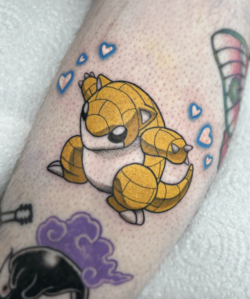 Sandshrew Ready Johto Pokémon Tattoo