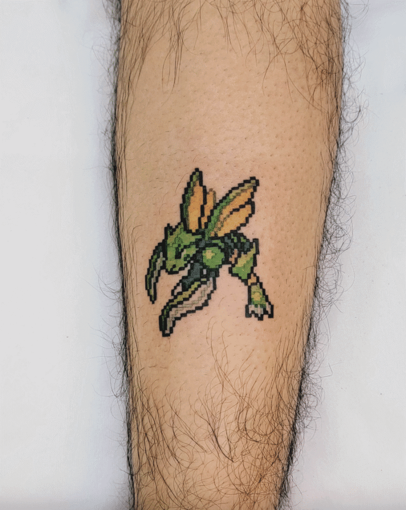 Scyther Pixel Johto Pokémon Tattoo