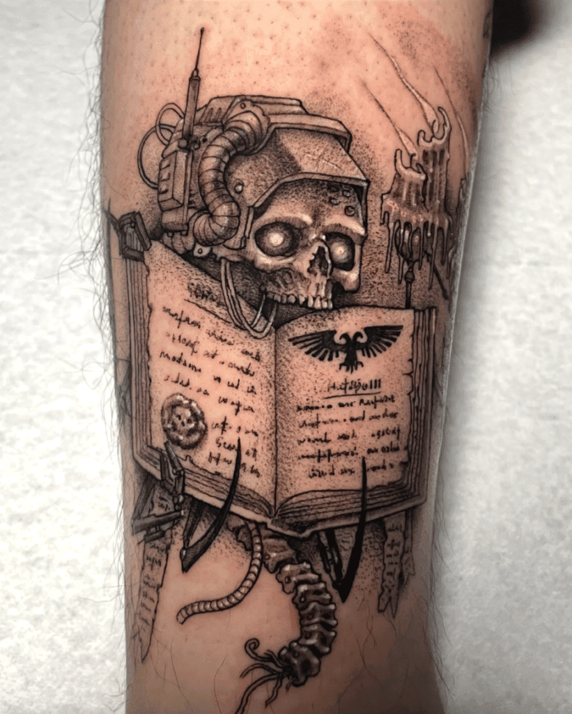 Servo Skull Book Warhammer 40k Tattoo
