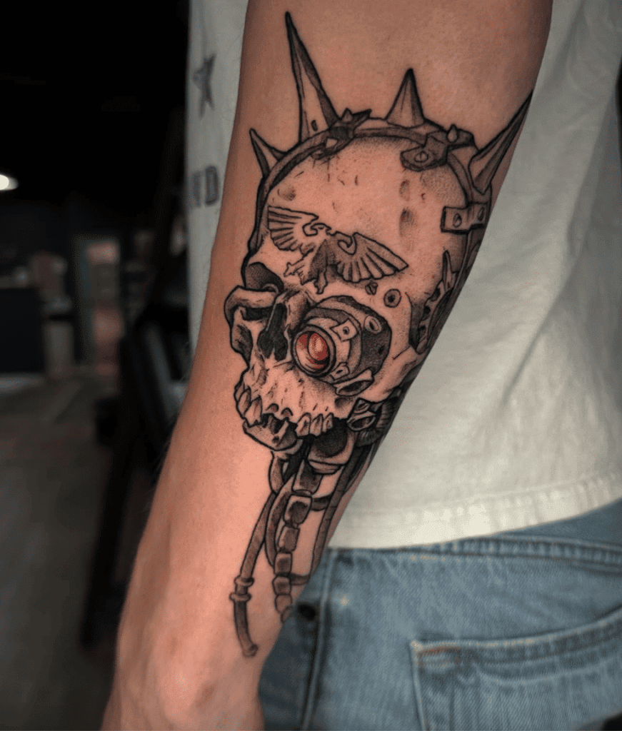 Servo Skull Red Eye Warhammer 40k Tattoo