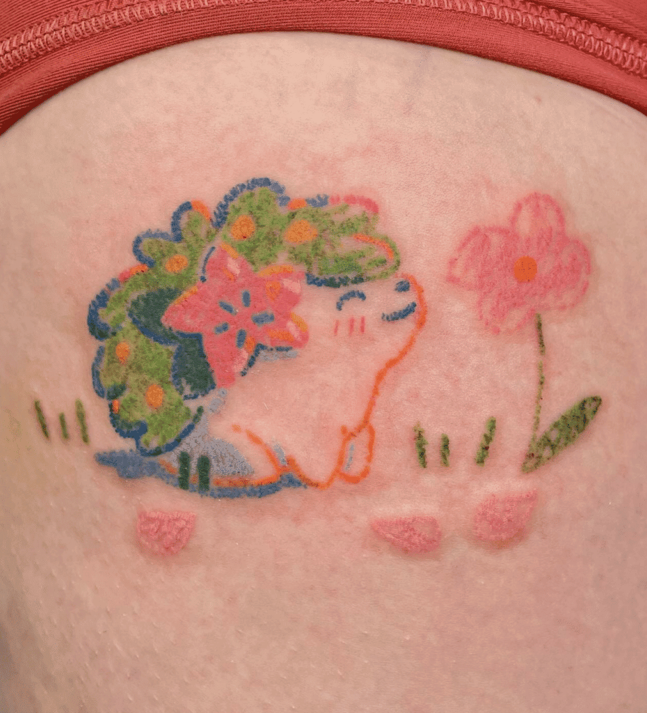 Shaymin Crayon Sinnoh Pokémon Tattoo