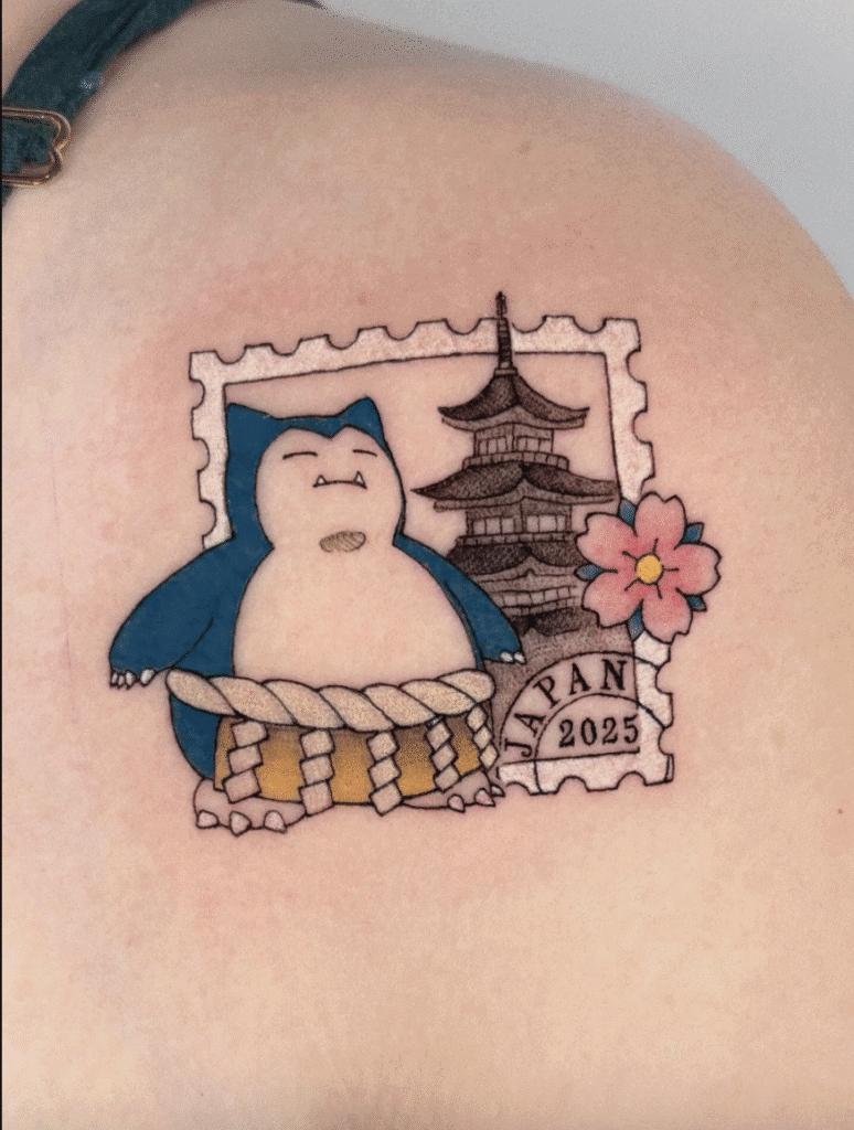 Snorlax Stamp Johto Pokémon Tattoo