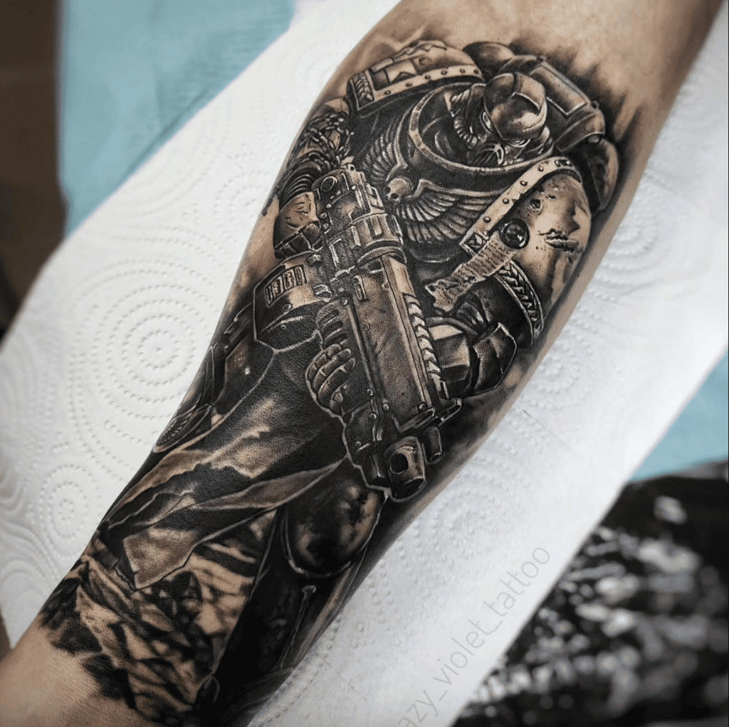 Space Marine Gun Warhammer 40k Tattoo