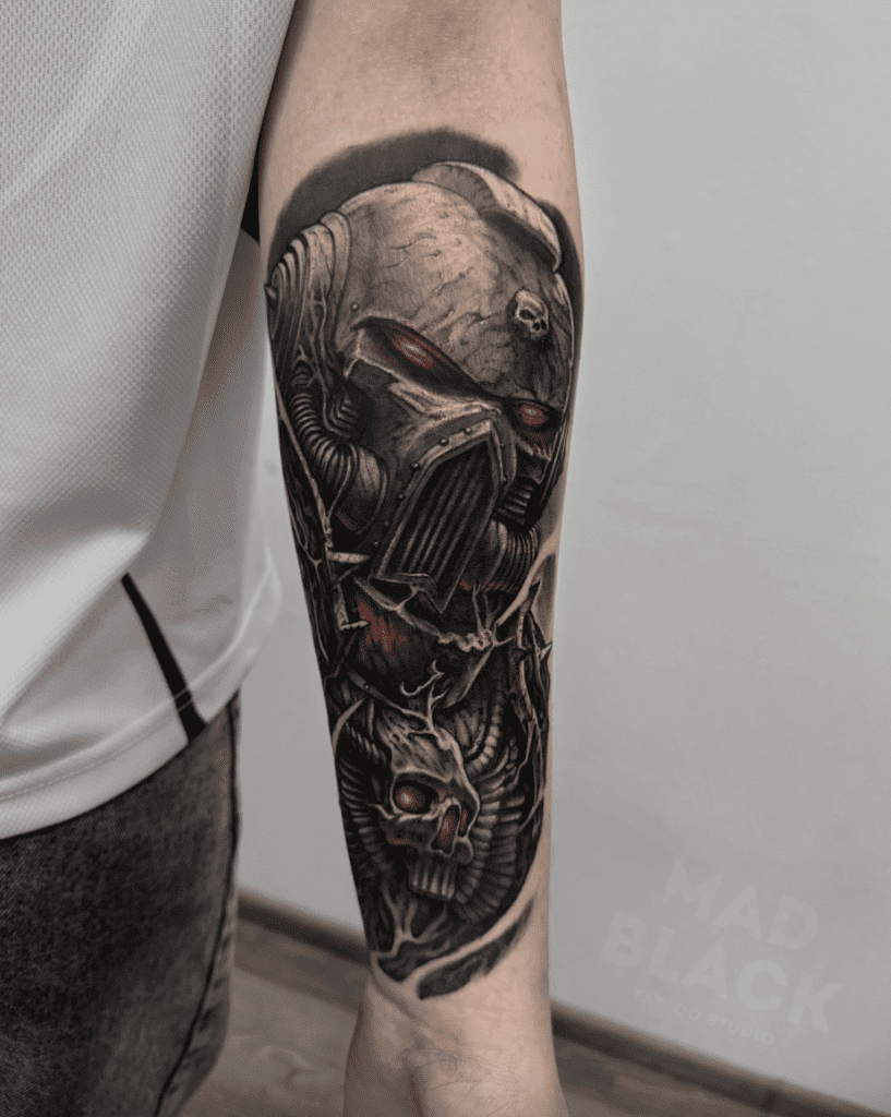 Space Marine Red Eyes Warhammer 40k Tattoo