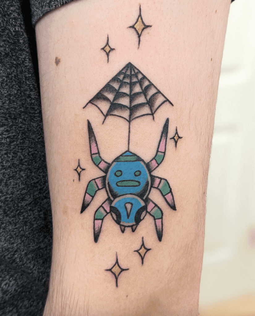 Spinarak Traditional Johto Pokémon Tattoo