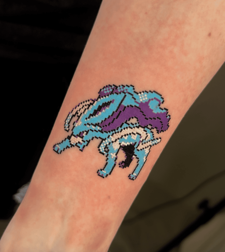 Suicune Pixel Johto Pokémon Tattoo