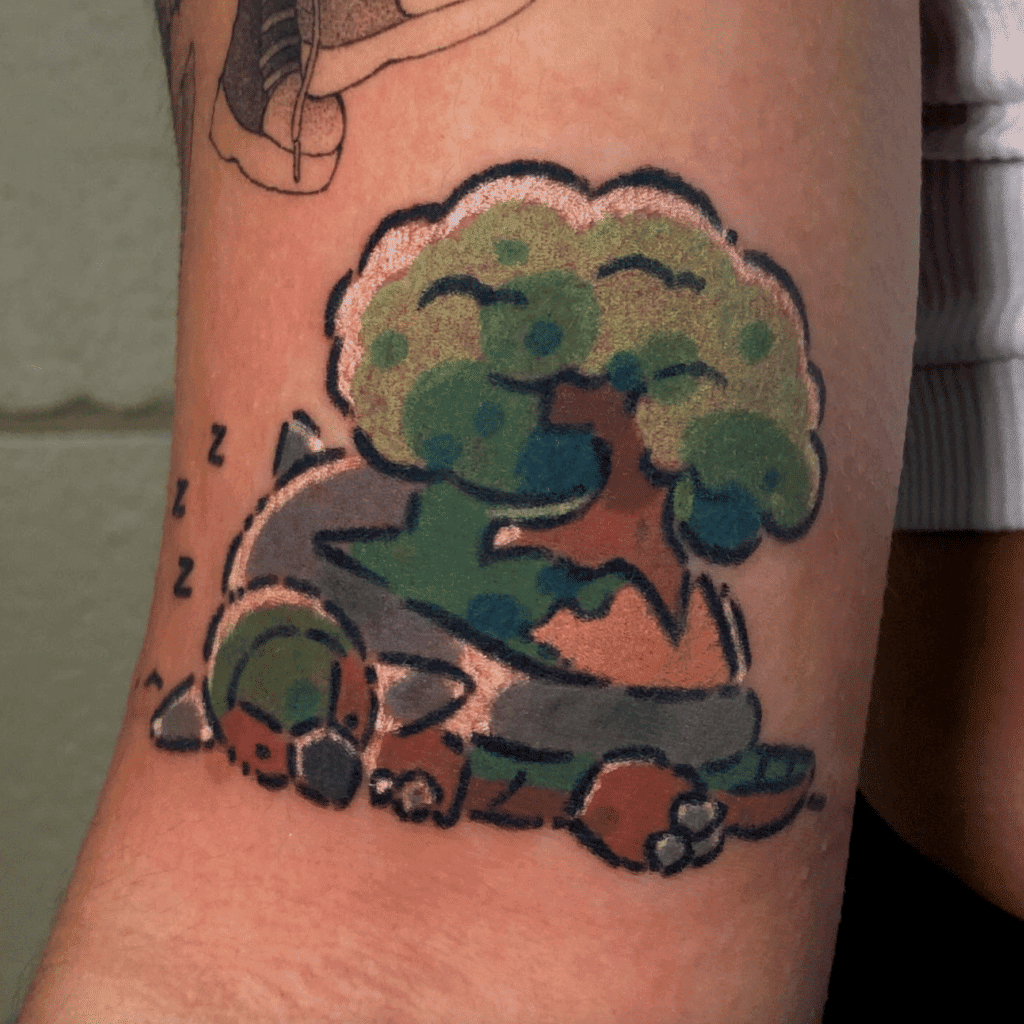 Torterra Sleep Sinnoh Pokémon Tattoo