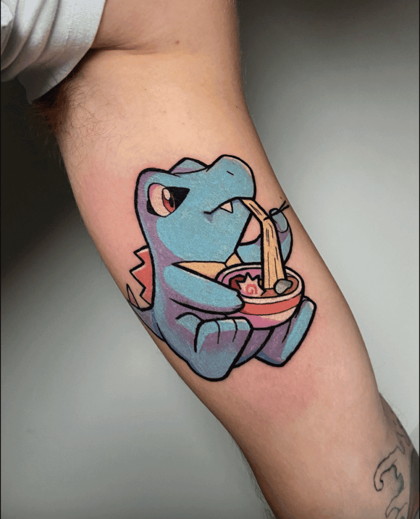 Totodile Eating Johto Pokémon Tattoo