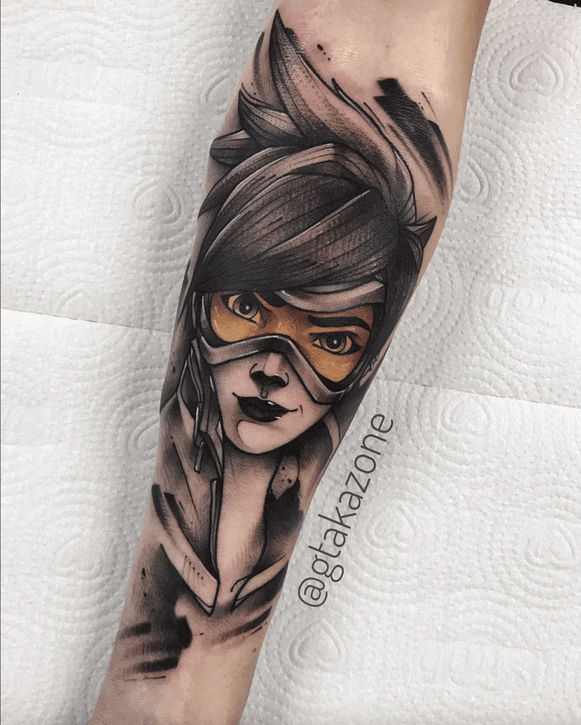 Tracer Head Overwatch Tattoo