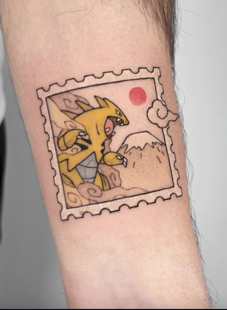 Tyranitar Stamp Johto Pokémon Tattoo