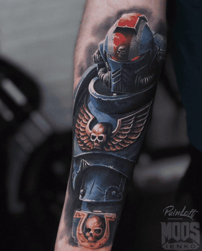 Ultra Marine Colour Warhammer 40k Tattoo