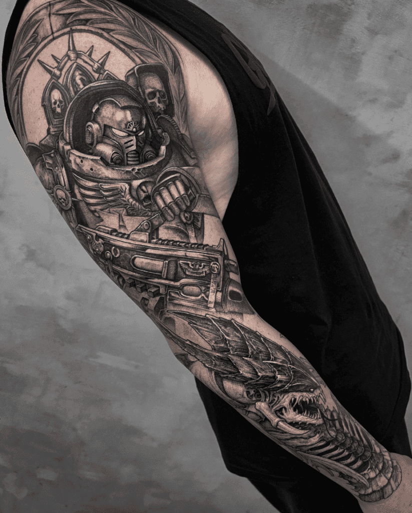 Ultra Marine Tyranid Warhammer 40k Tattoo
