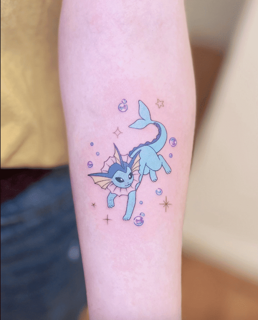 Vaporean Shimmer Johto Pokémon Tattoo