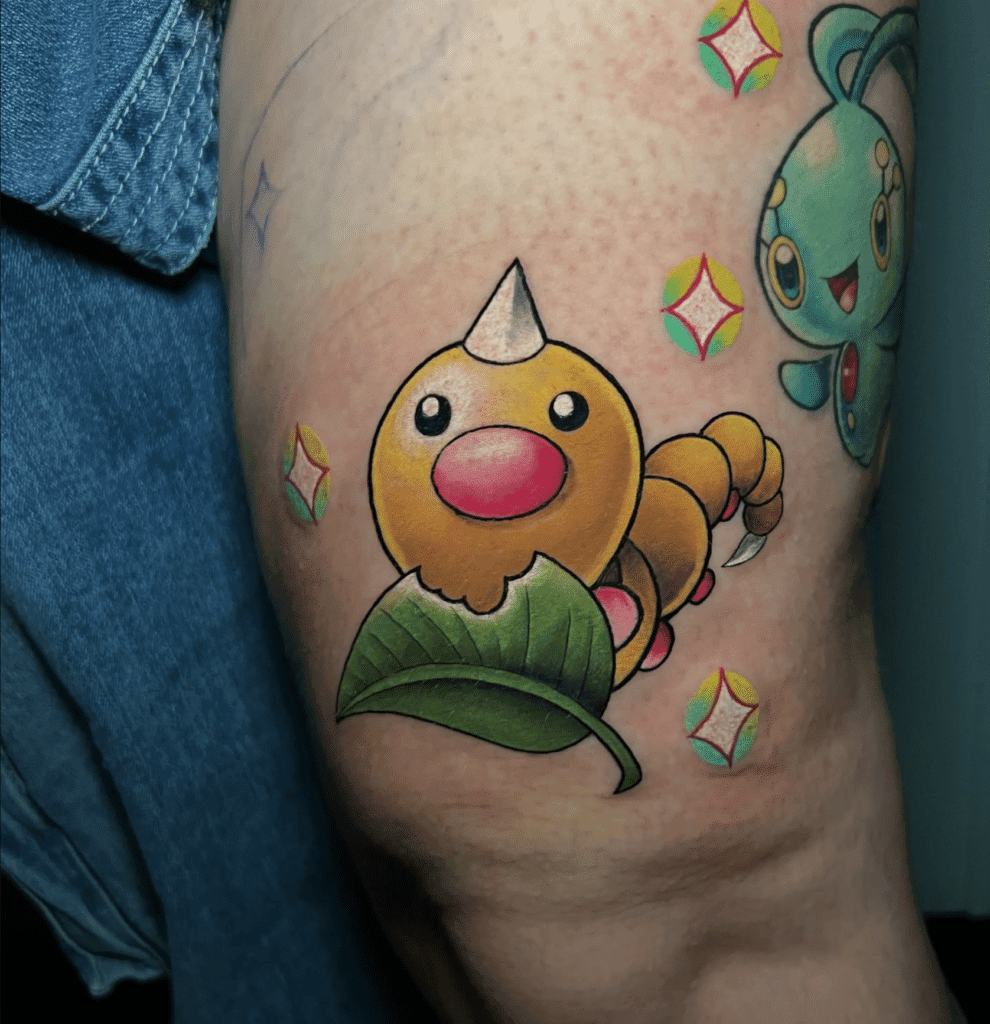 Weedle Leaf Kanto Pokémon Tattoo