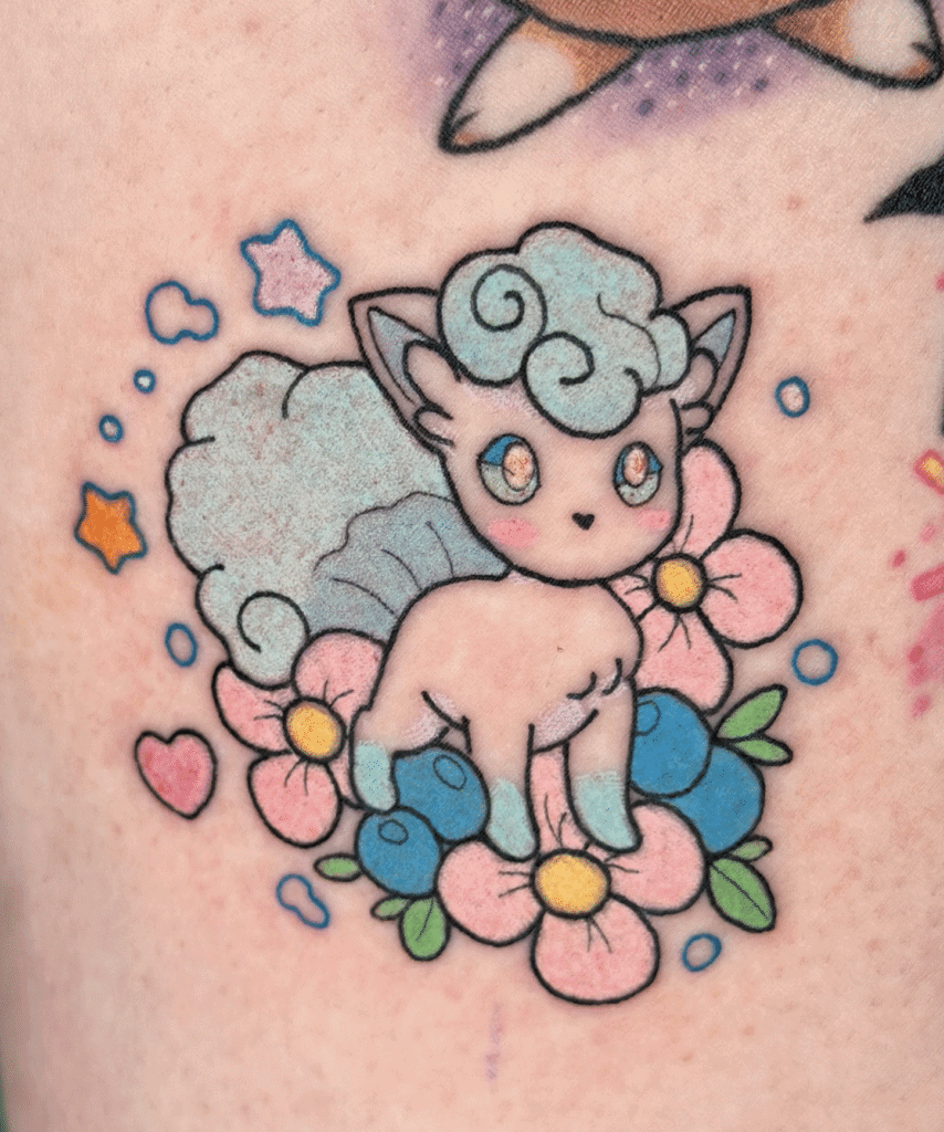 Alolan Vulpix Flower Alola Pokémon Tattoo