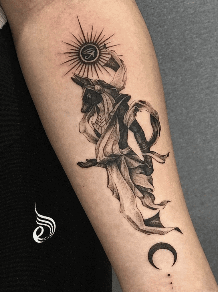 Anubis Dark Egyptian Mythology Tattoo