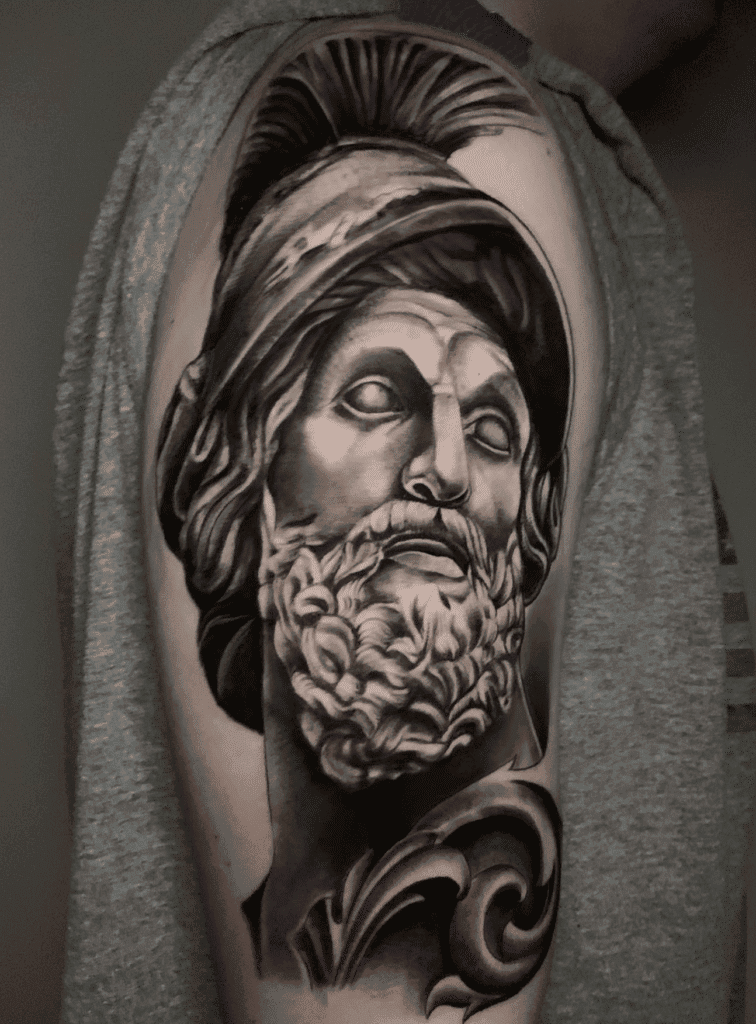 Ares Statue Greek Mythology Tattoo
