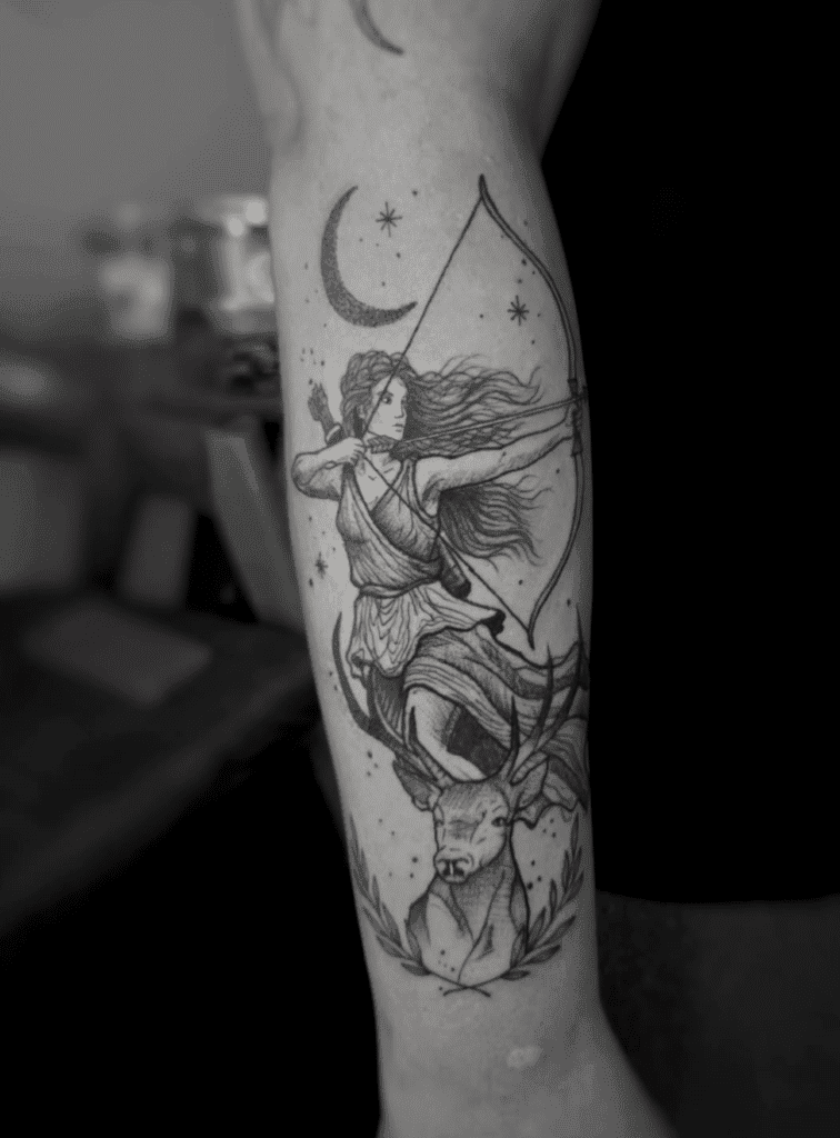 Artemis Bow Greek Mythology Tattoo