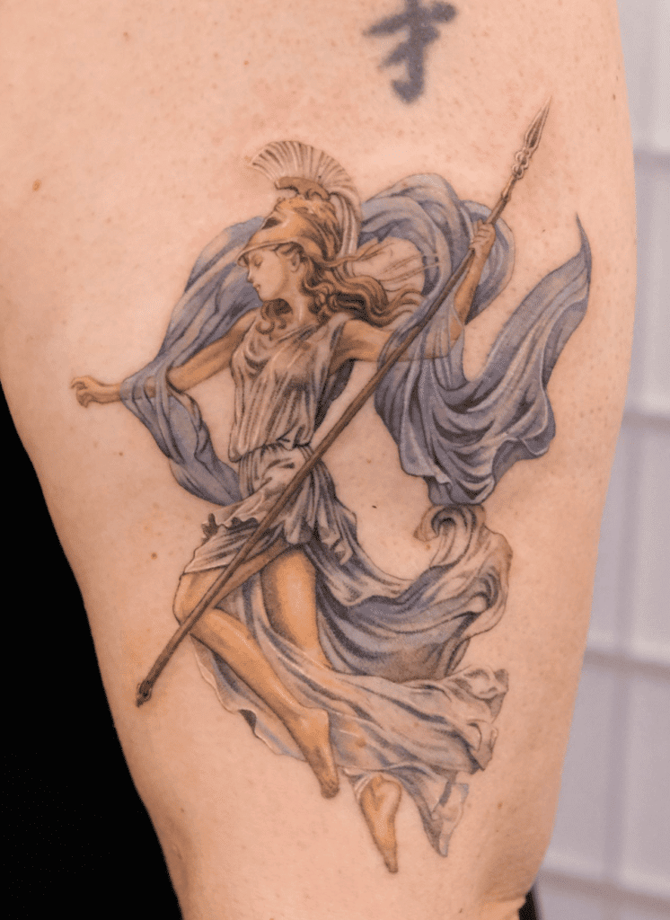 Athena Battle Greek Mythology Tattoo