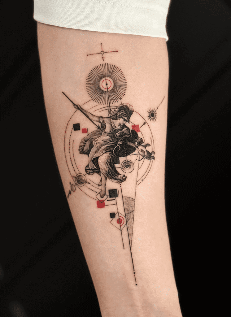 Athena Geometric Greek Mythology Tattoo