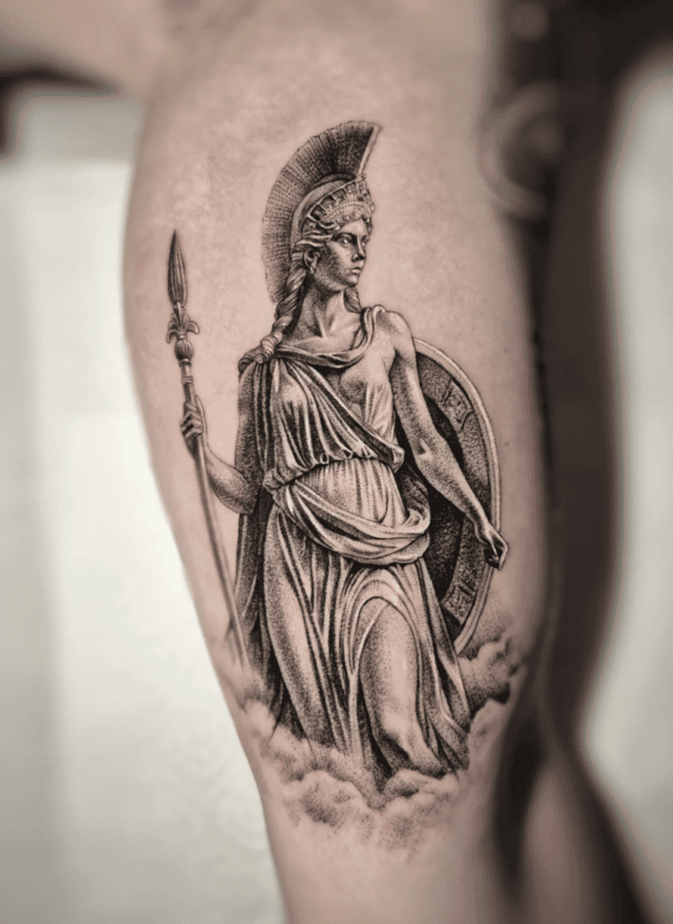 Athena Statue Greek Mythology Tattoo
