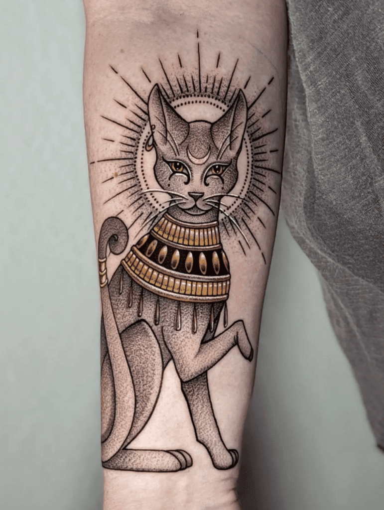 Bastet Cat Egyptian Mythology Tattoo