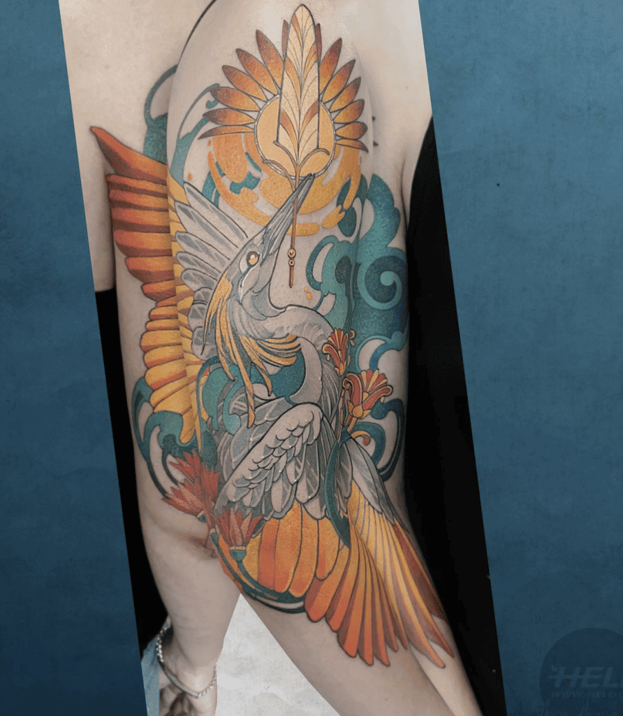 Bennu Colour Egyptian Mythology Tattoo
