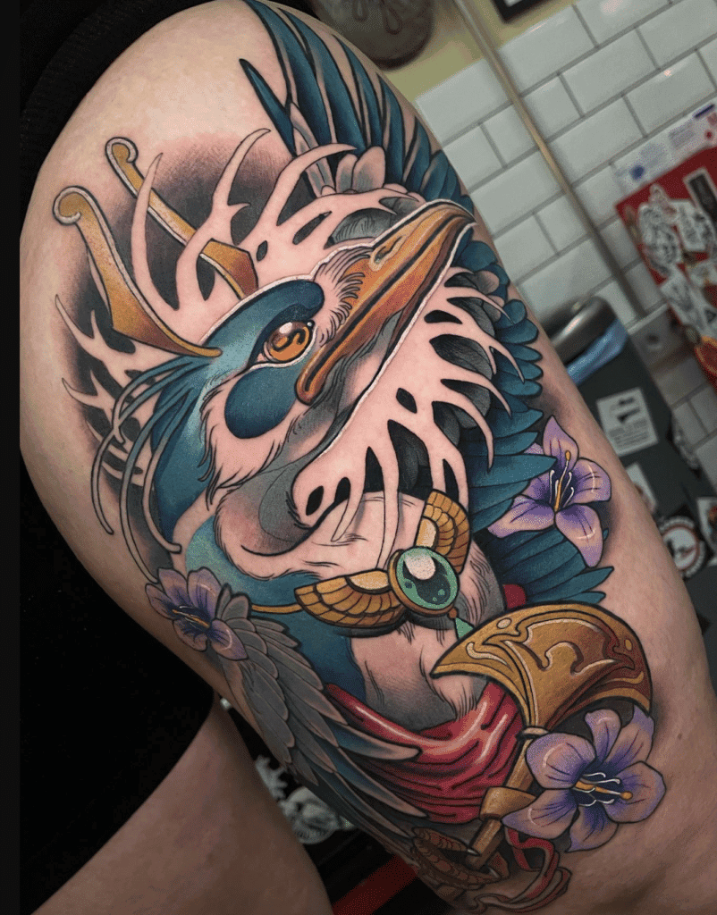 Bennu Flower Egyptian Mythology Tattoo