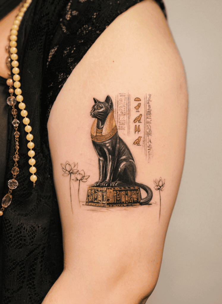 Cat Black Egyptian Mythology Tattoo