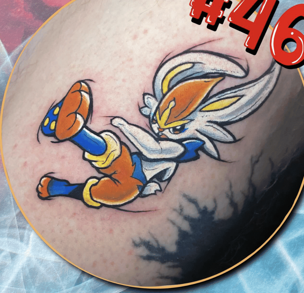 Cinderace Scissor Kick Galar Pokémon Tattoo