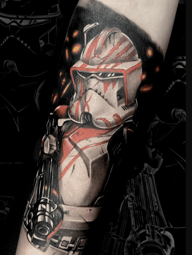 Clone Trooper Red Star Wars Tattoo