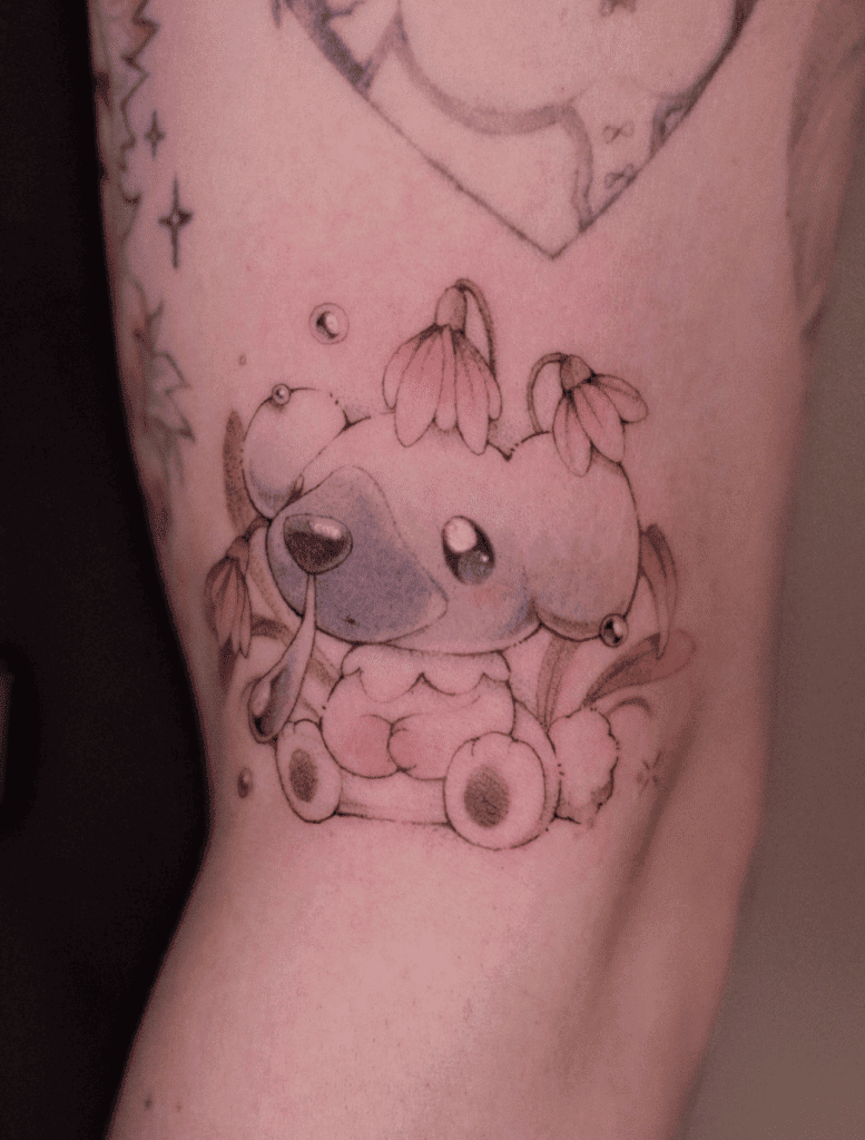 Cubchoo Floral Unova Pokémon Tattoo