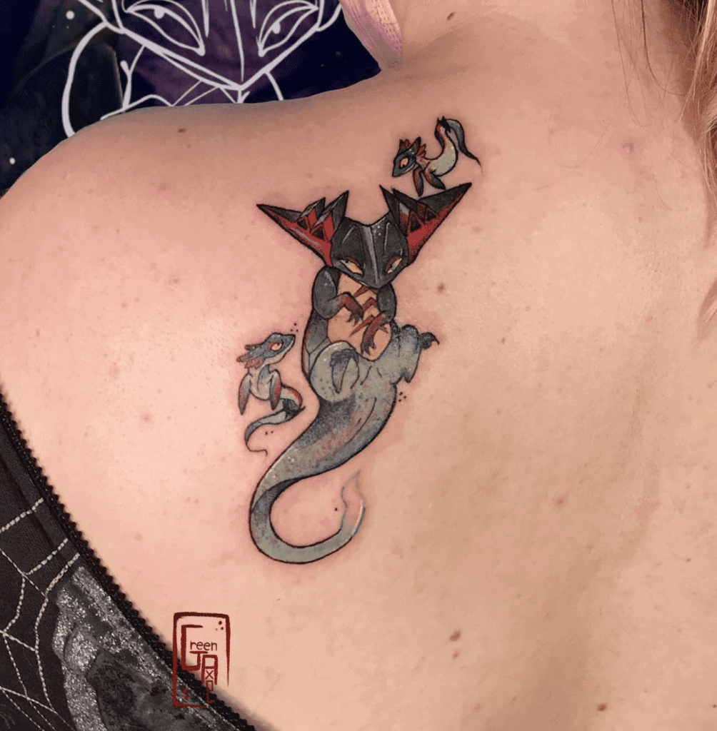 Dragapult Small Galar Pokémon Tattoo