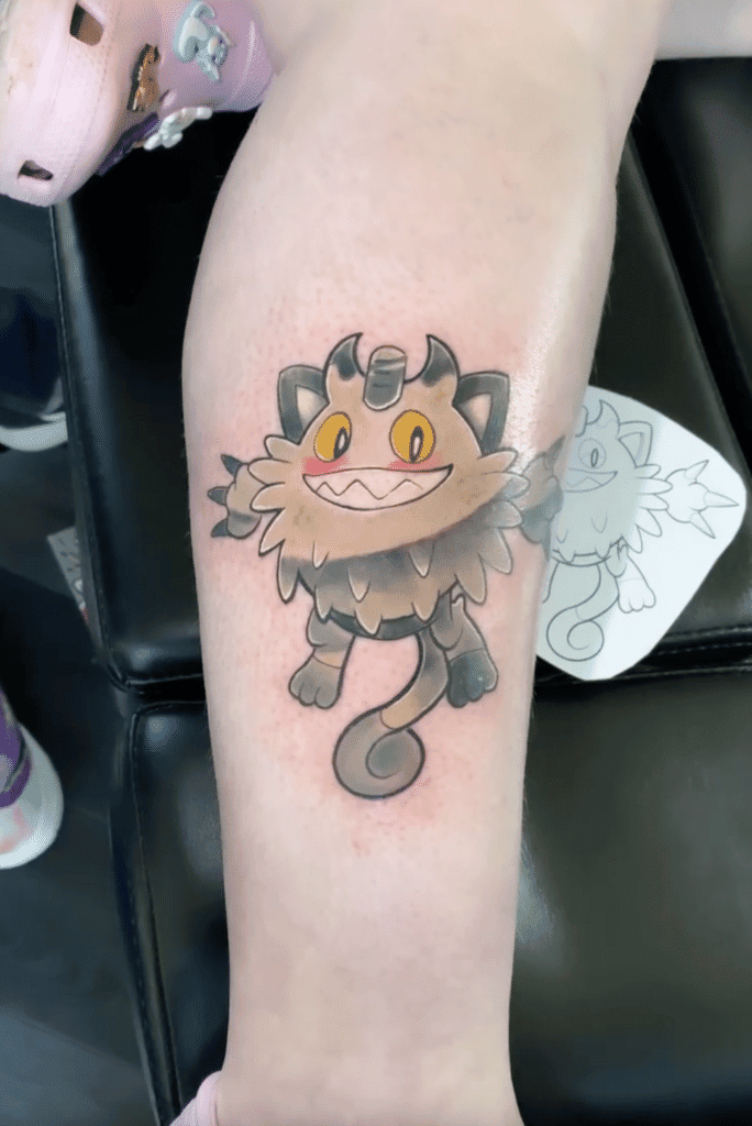 Galarian Meowth Galar Pokémon Tattoo