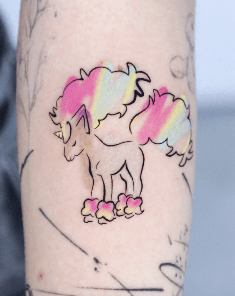 Galarian Sketch Ponyta Galar Pokémon Tattoo