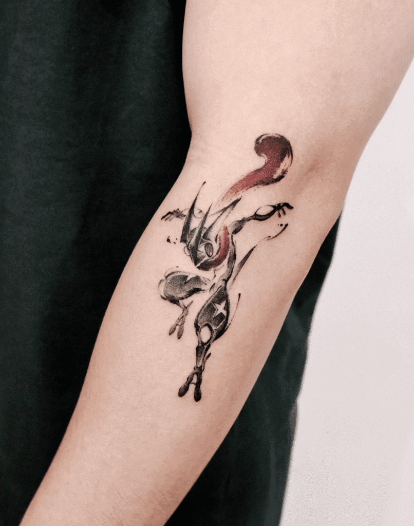 Greninja Brush Stroke Kalos Pokémon Tattoo