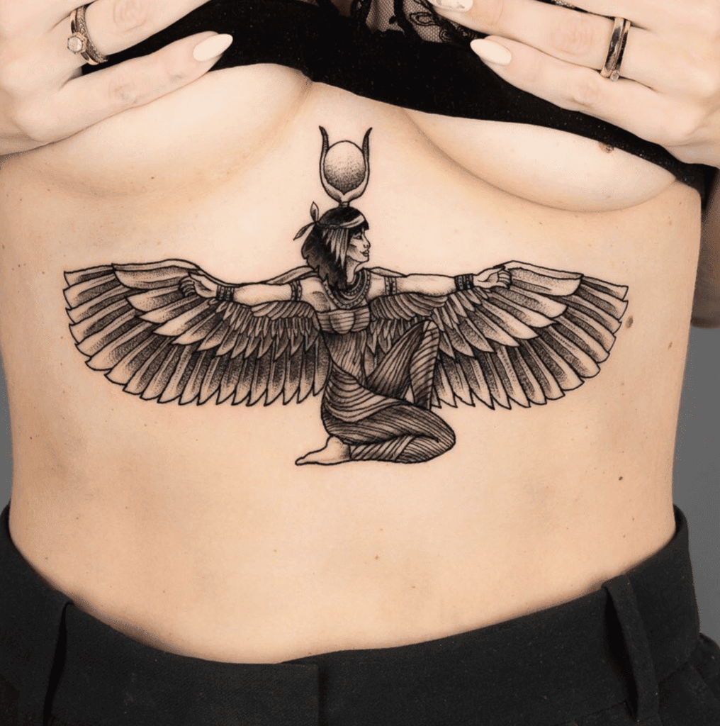 Hathor Wings Egyptian Mythology Tattoo